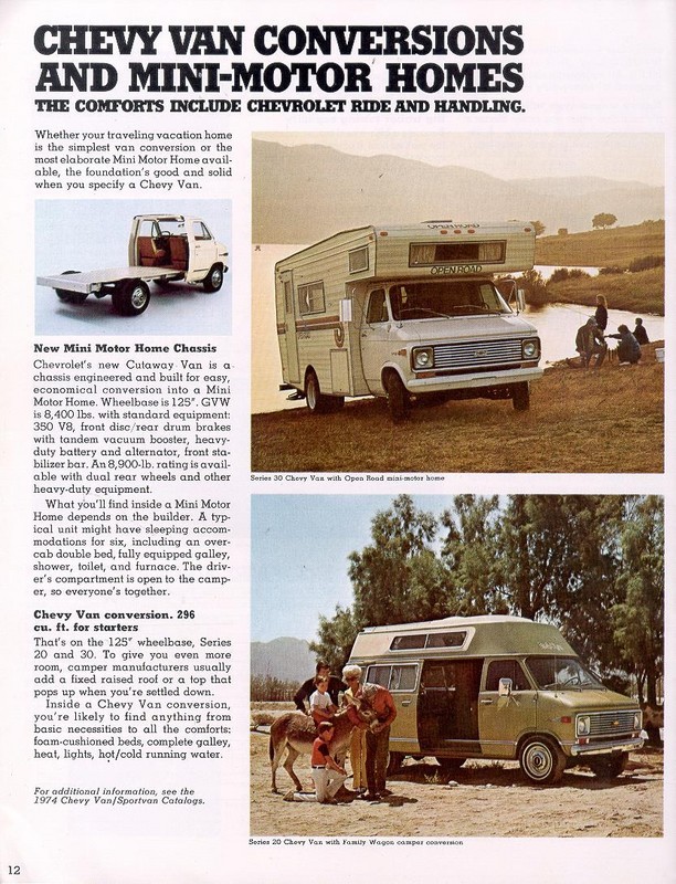 1974 Chevrolet Recreational Vehicles Brochure Page 12